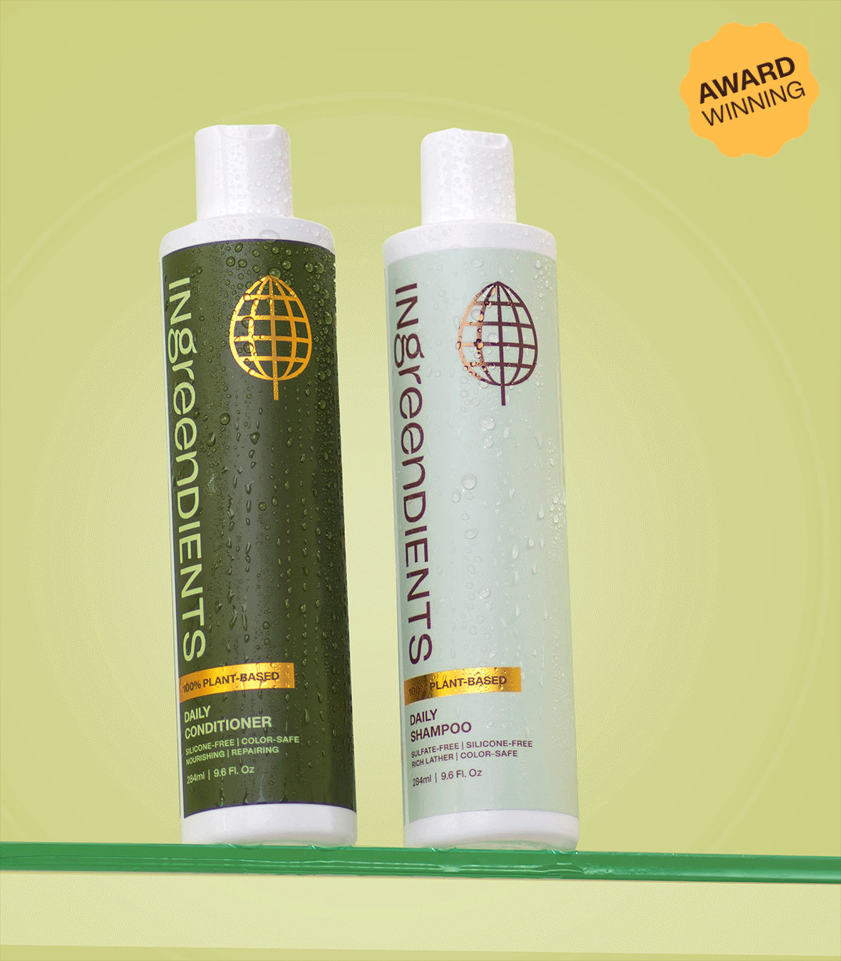 Animated image demonstrating the moisturizing or smoothing effect of the Hair Care Bundle products on hair
