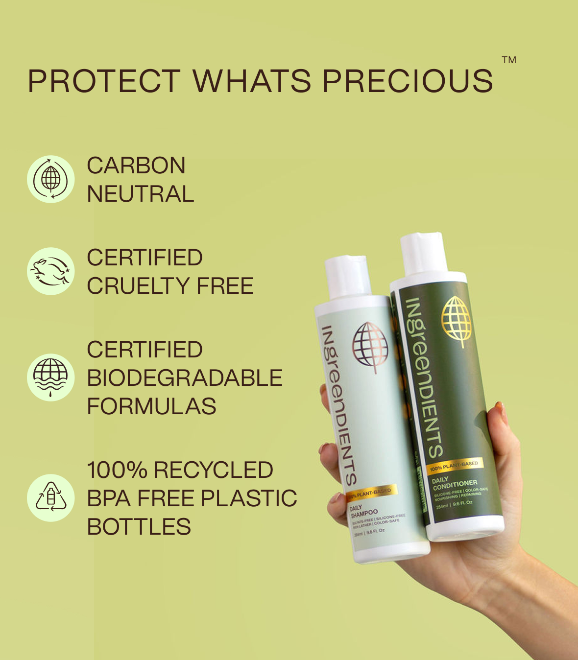 Icons or graphic representing a specific usage step or benefit of the full hair care routine