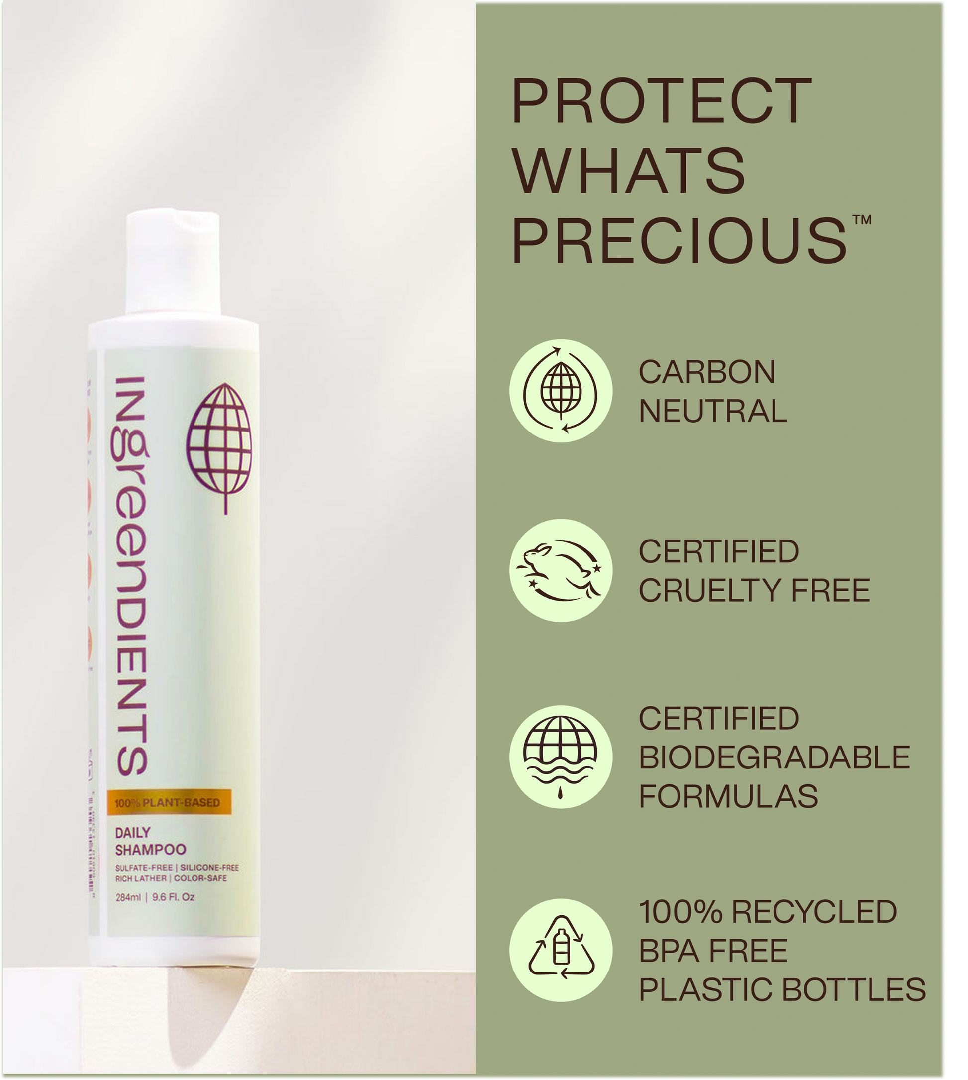 Graphic highlighting the quality or brand standards for the Daily Shampoo