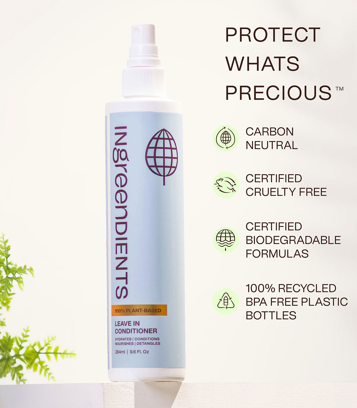 Promotional graphic stating the detangler protects hair strands from damage