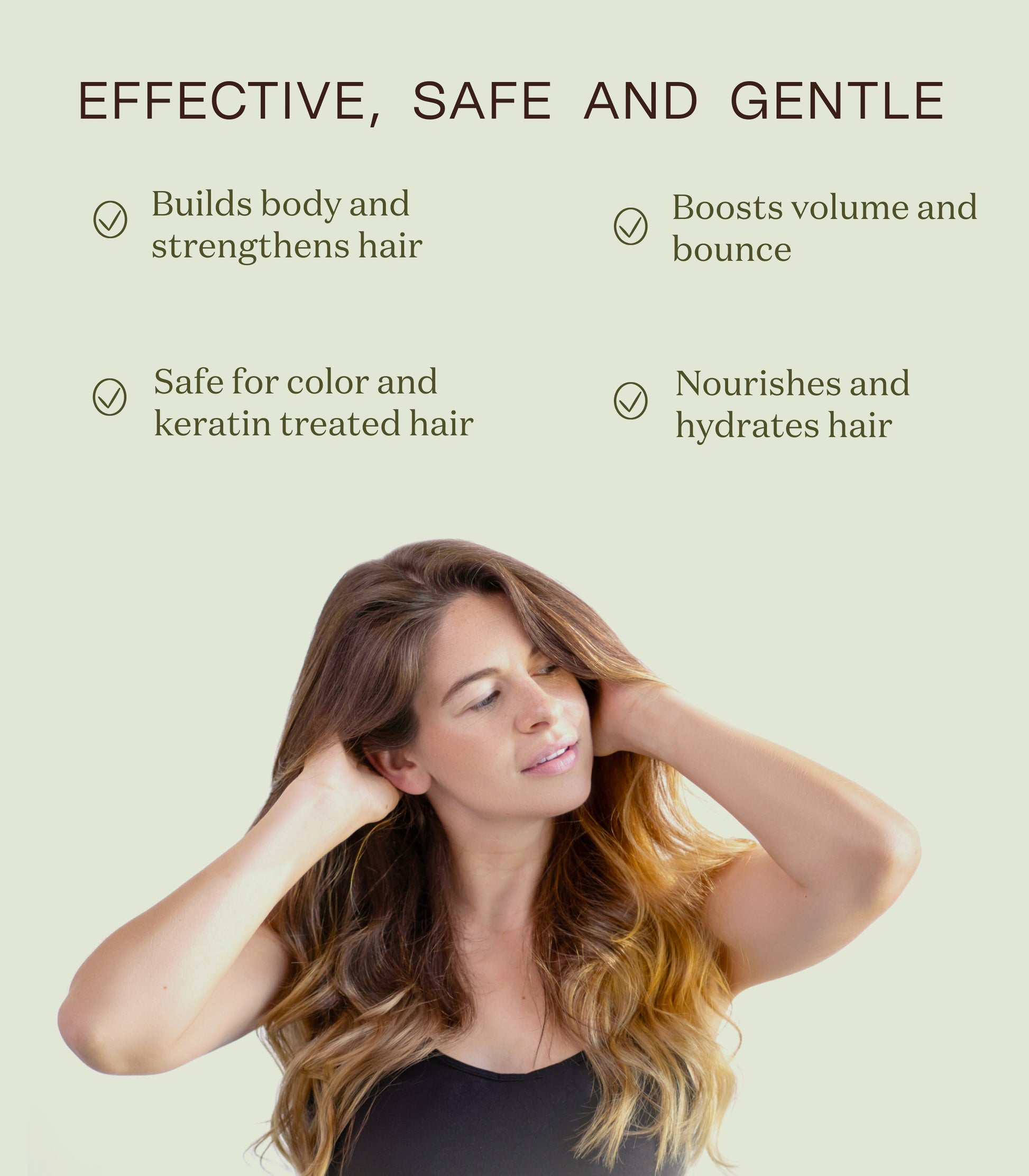 High-quality photo of the Volumizing Shampoo bottle, possibly with an application element