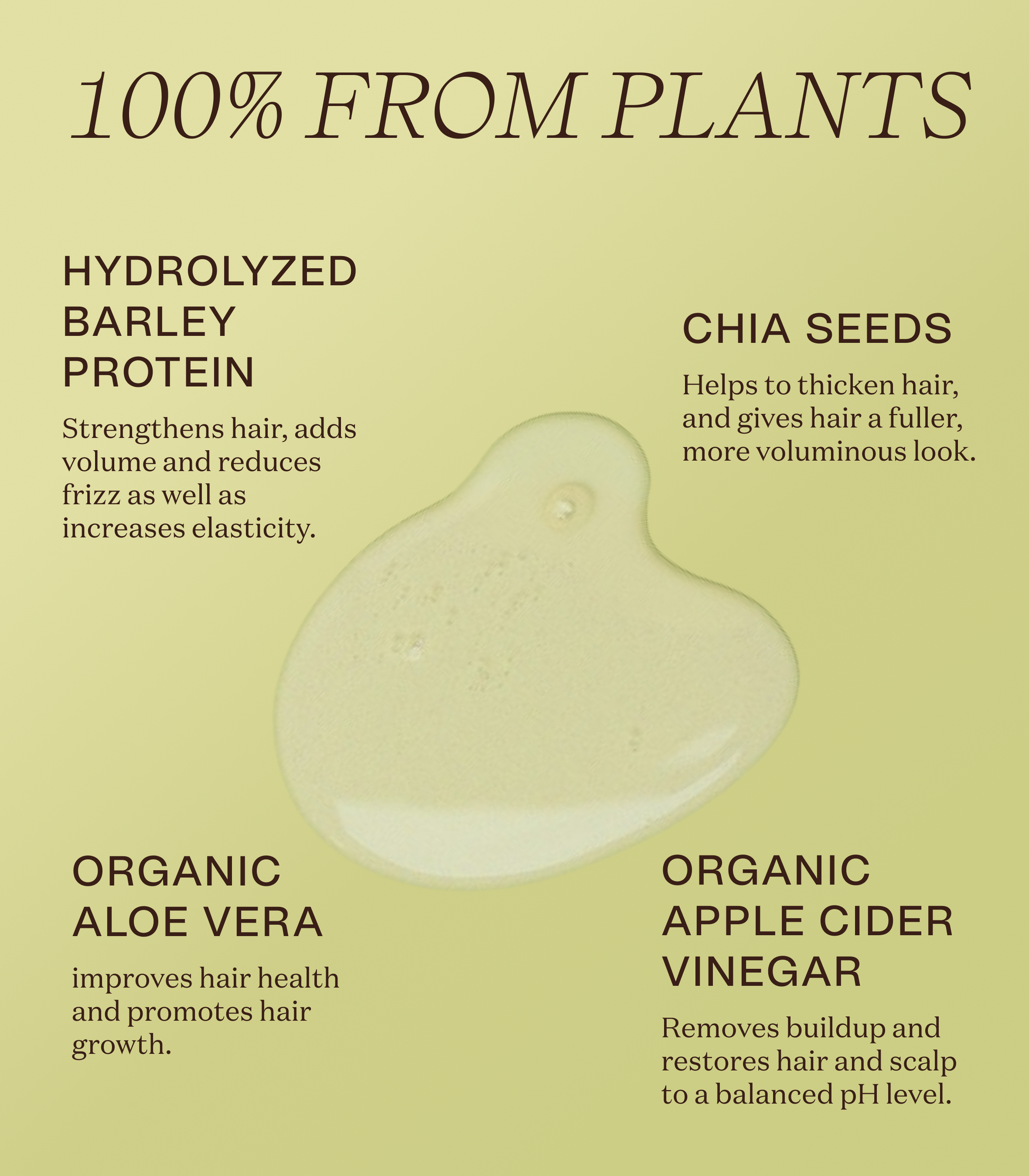 Group graphic emphasizing the specific hair results from using the Volumizing Shampoo