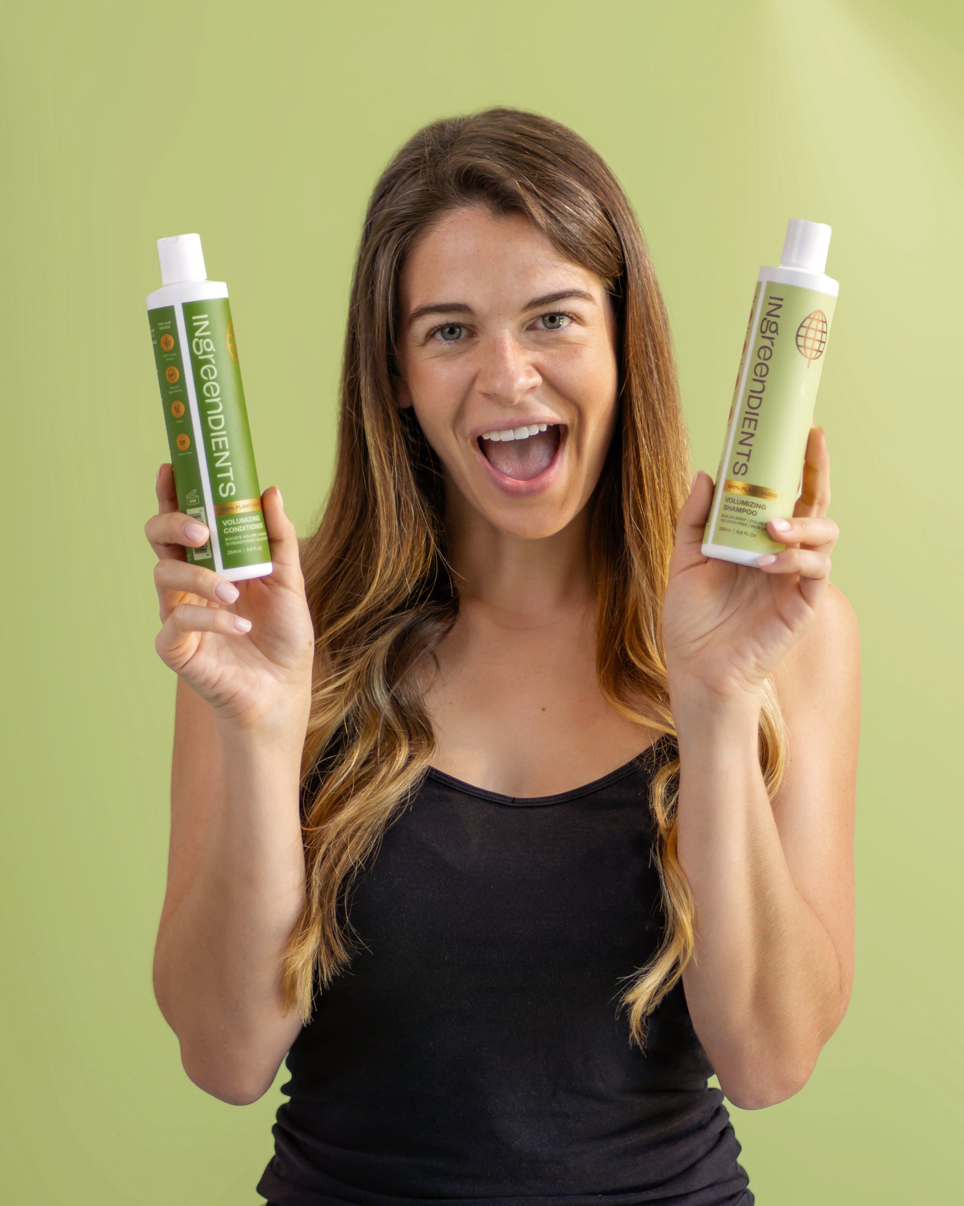 Studio photo of the Volumizing Shampoo bottle in a clean setting