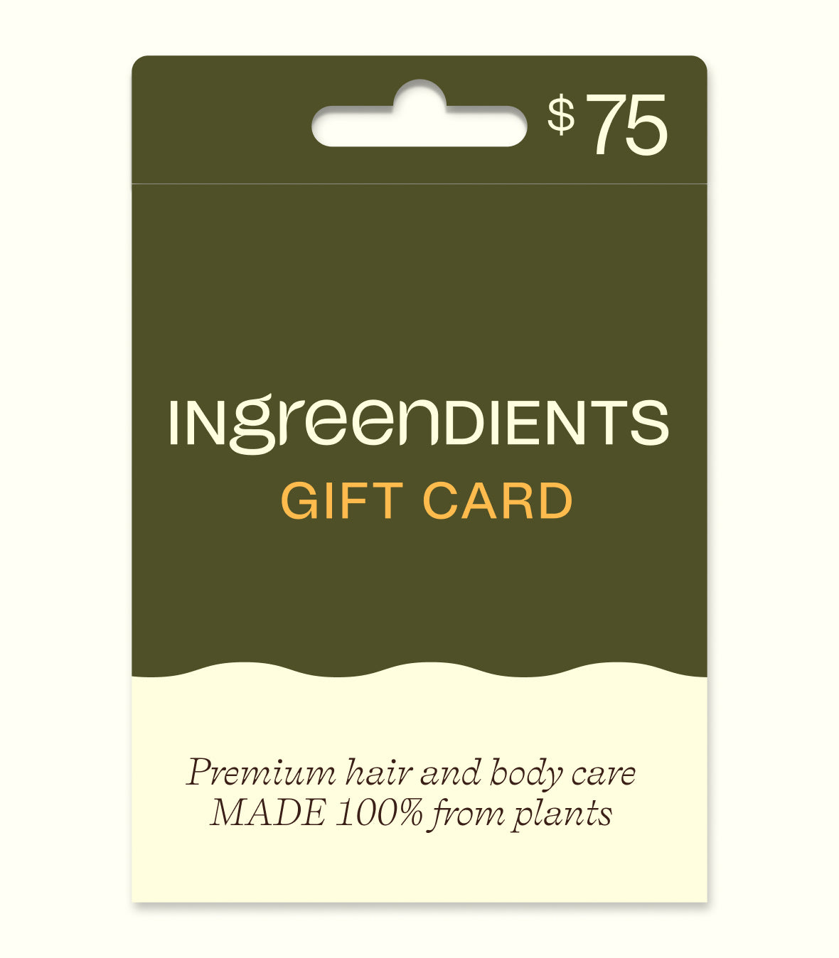 Digital gift card image for a $75 purchase